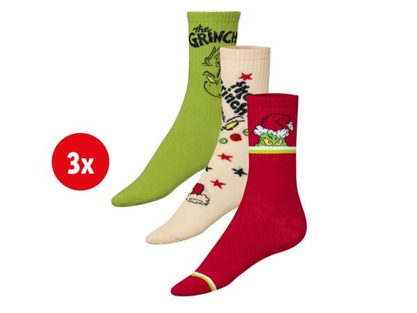 Adult's socks, 3 pairs "Grinch"