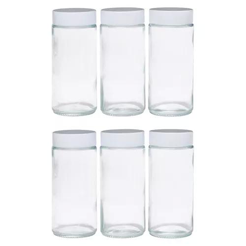 12 Piece Round Spice Jars with White Lid