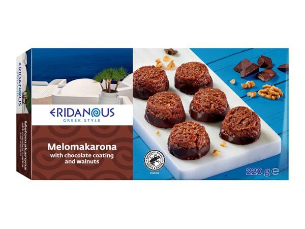 Eridanous Melomakarona with Chocolate Coating and Walnuts