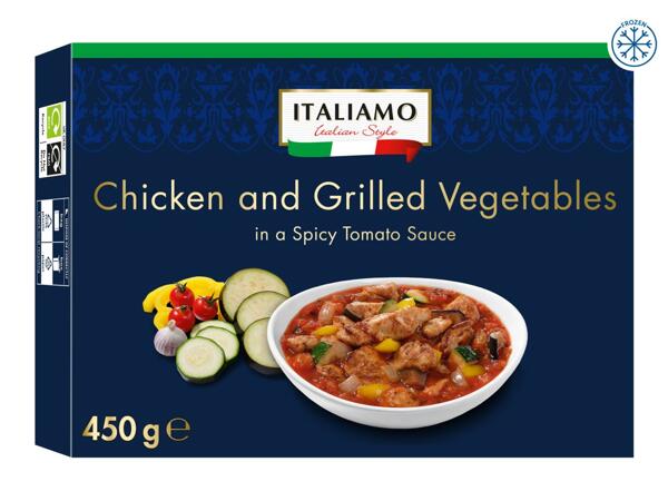 Italiamo Chicken and Grilled Vegetables in Spicy Tomato Sauce