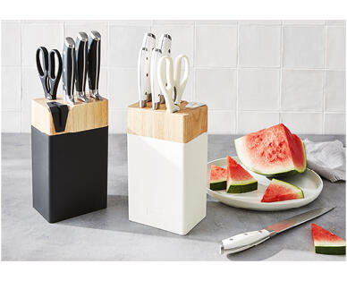 Knife Block 6pc Set with inbuilt Sharpener