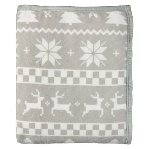 50" x 60" Super Soft Velvet Plush Sherpa Throw, Fair Isle