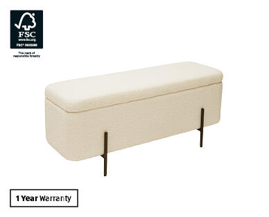 Bouclé Fabric Storage Ottoman