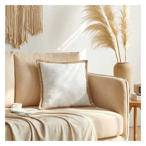 Coastal Decorative Pillow - White Jute Trim