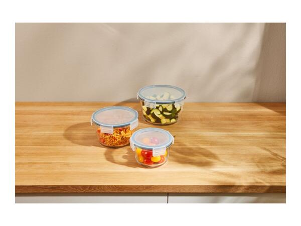 Livarno Home Round Glass Food Storage Containers - 3 Piece Set