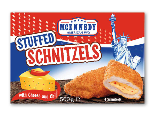 Schnitzler med chili cheese-fyld