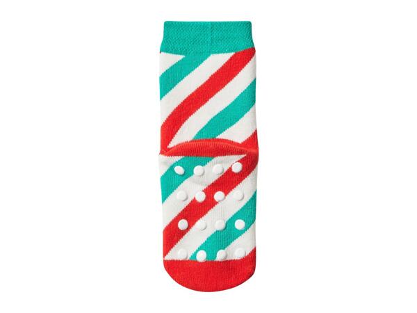 Younger Kids' Pink & Striped Christmas Thermal Socks - 2 Pairs