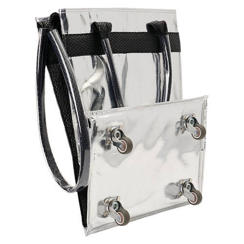 Foldable Rolling Tote - Silver Metallic