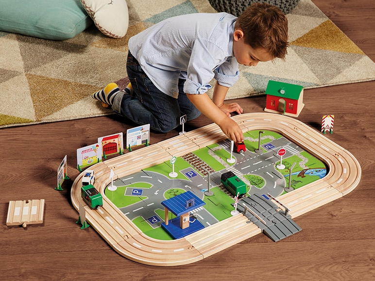 PLAYTIVE JUNIOR Wooden Motorway Set or Train and Road Control Room Set