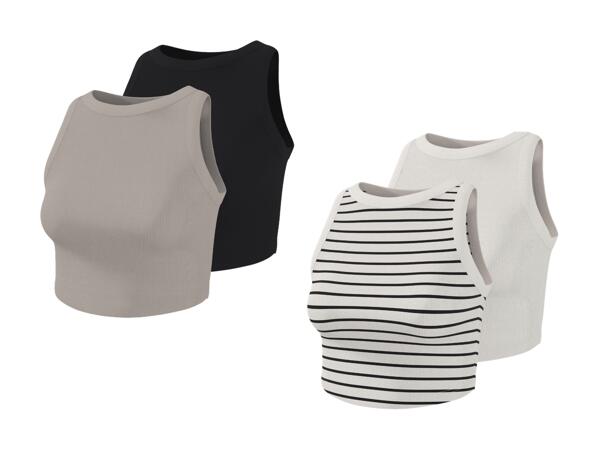 Crop-tops côtelés, set de 2
