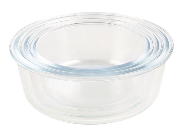 Livarno Home Round Glass Food Storage Containers - 3 Piece Set