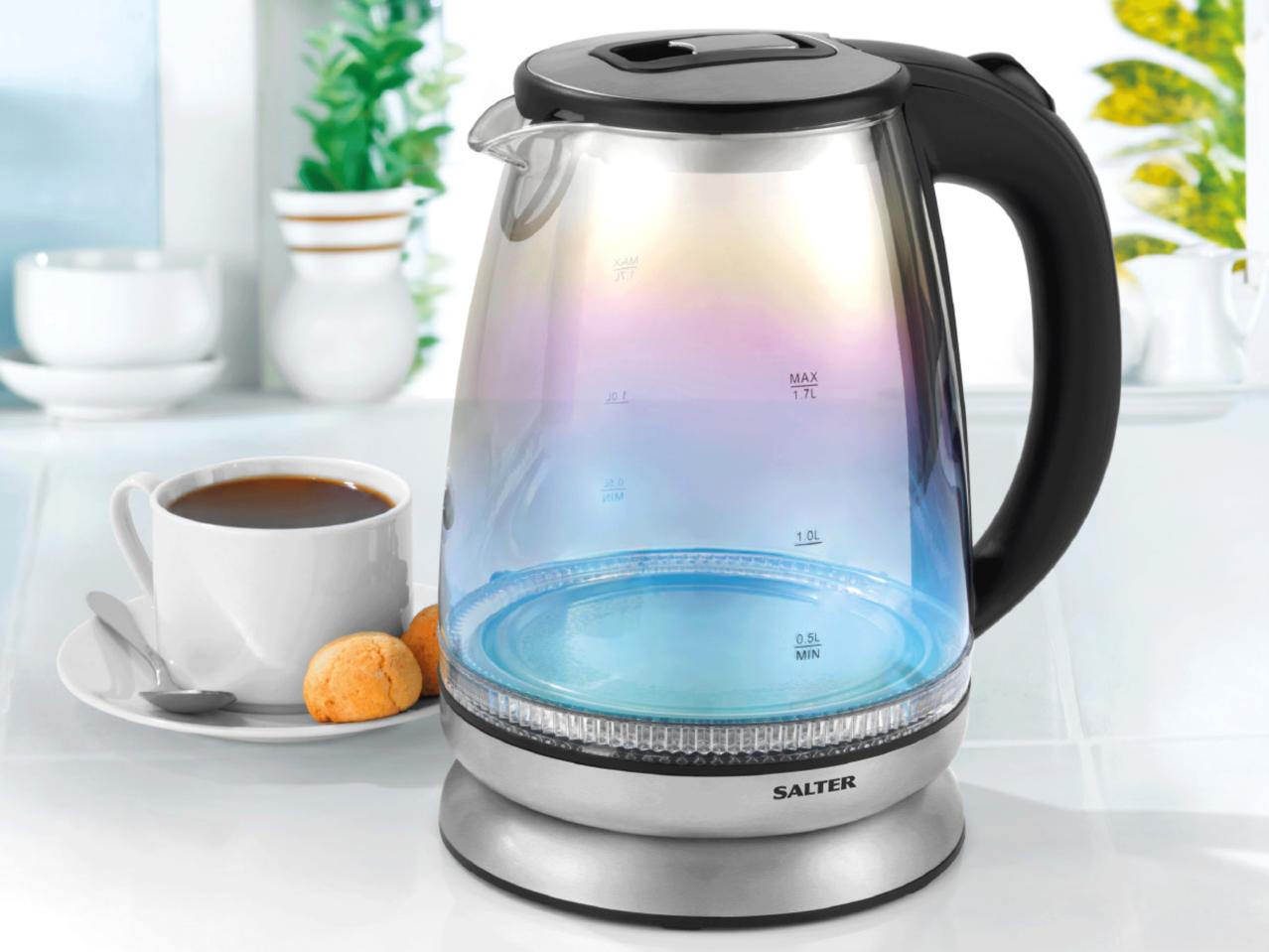 SALTER 1.7L Iridescent Glass Kettle