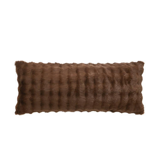 20" x 48" Faux Fur Body Pillow, Brown Bubble