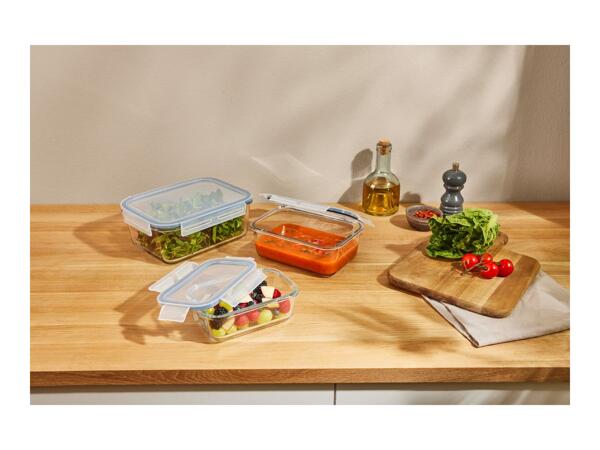 Livarno Home Rectangular Glass Food Storage Containers - 3 Piece Set