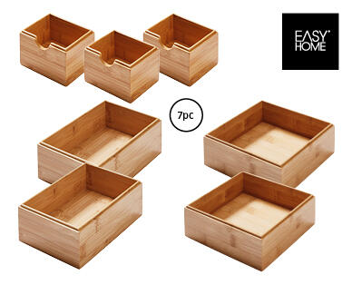 Bamboo Drawer Organisers 7pc Set