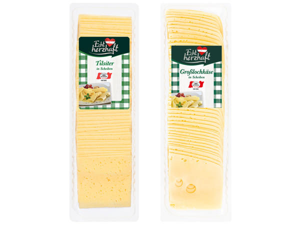 ECHT HERZHAFT Tilsiter in Scheiben/Großlochkäse in Scheiben 800 g