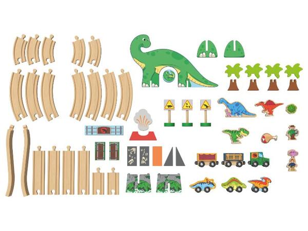 Dřevěná železnice Sada dinosaurů / Statek