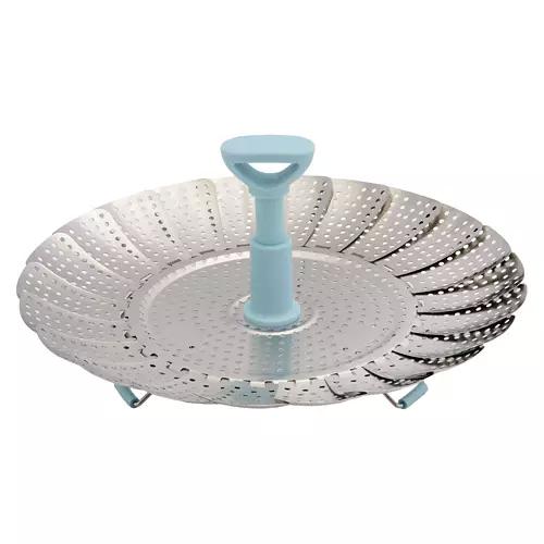 Collapsible Stainless Steel Steamer, Blue