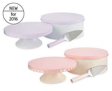 Cake Tin, Cake Plate and Cake Knife Set