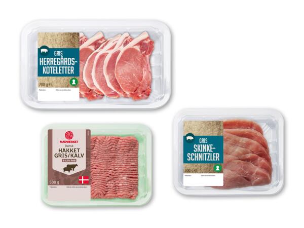 MADVÆRKET Herregårdskoteletter, skinkeschnitzler eller hakket gris og kalv