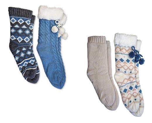 Serra Ladies 2 Pack Chunky Knit Slipper Socks