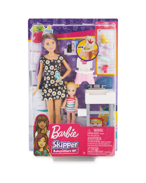 Barbie Babysitter Bathroom Doll Set