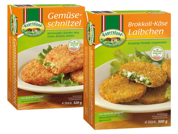BAUERNLAND Gemüse-Laibchen/Gemüse-Schnitzel