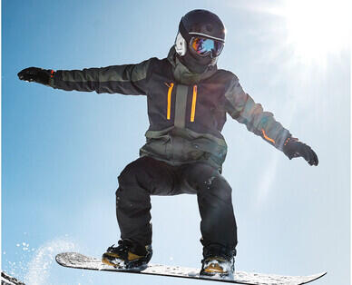 Men's Snowboard Jacket - Khaki with Orange