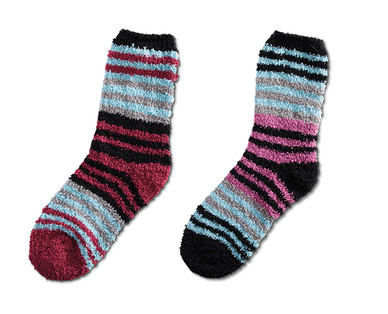 Serra Ladies' 2-Pair Fuzzy Slipper Socks