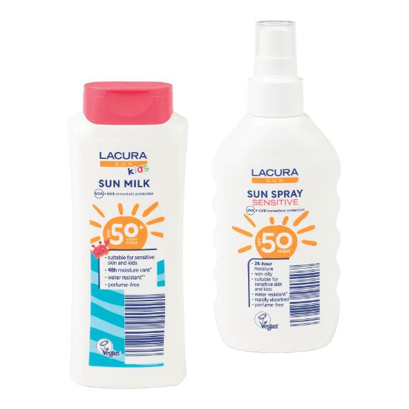 LACURA(R) 				Crème solaire ou spray solaire kids FPS 50+