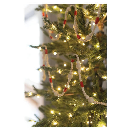 12 Foot Long Wooden Beaded Garland - Red & Natural