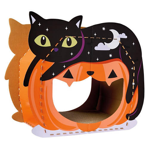 Halloween Cat Scratching Playhouse - Pumpkin