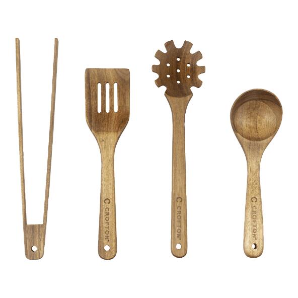 CROFTON(R) Ustensiles de cuisine en acacia, 4 pcs