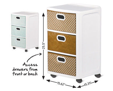 Easy Home 3-Fabric Drawer Rolling Cart