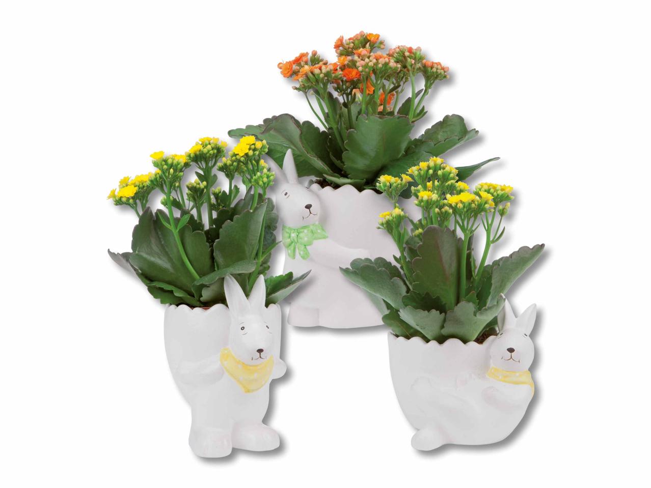 Lapin de Pâques en céramique avec fleurs