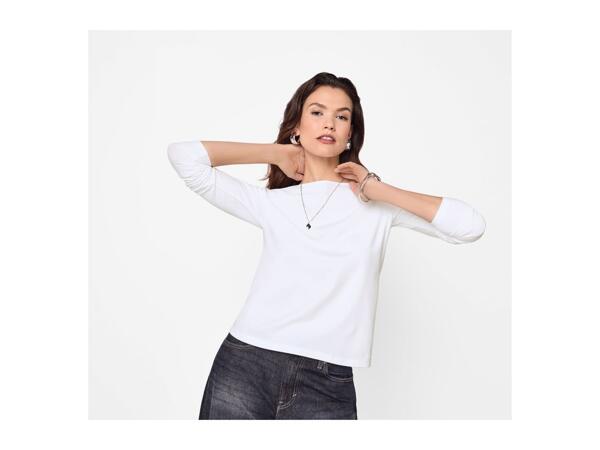 Esmara Ladies' White & Black Long Sleeve Tops - 2 Pack