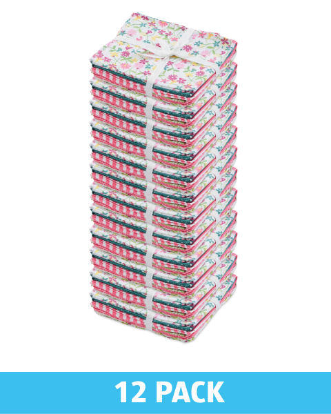 6 Floral Fabric Fat Quarters 12 Pack