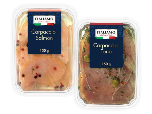 Carpaccio vom marinierten Thunfisch oder Lachs