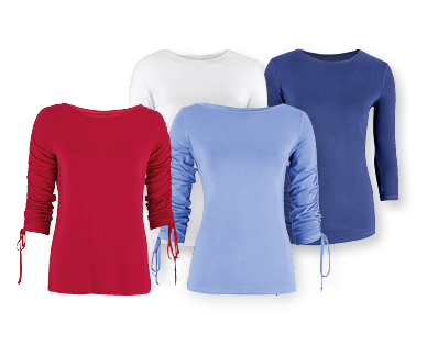 Damen-Shirt, gerafft