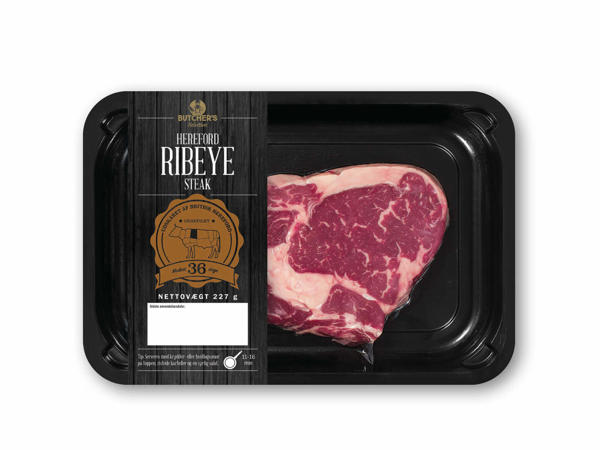BUTCHER'S SELECTION Hereford Rib eye eller Sirloin steak