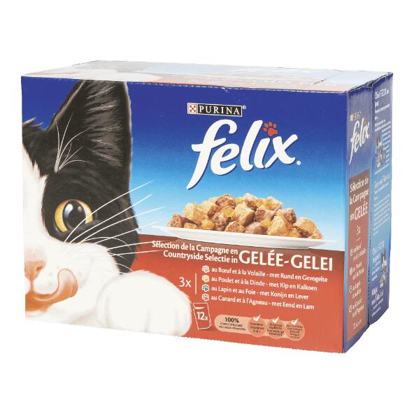 Sélection de viandes en gelée Felix Purina, 12 pcs
