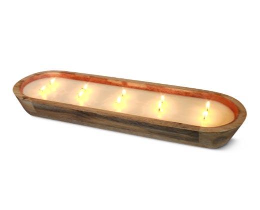 Huntington Home 
 Rustic Hand-Carved Wood Candle