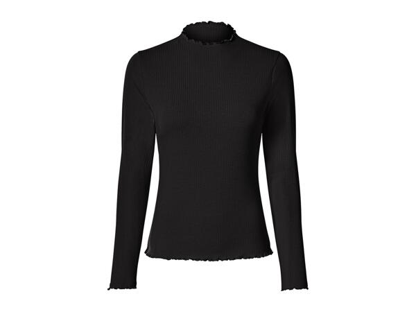 Esmara Ladies' Black Long Sleeve Ribbed Tops - 2 Pack