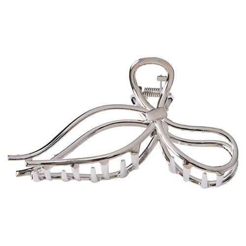 Valentines Day Accessories - Silver Bow Claw Clip