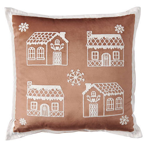 17" x 17" Holiday Decor Pillow - Gingerbread House