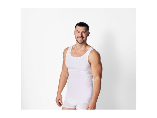 Livergy Men's White Ribbed Vests - 3 Pack