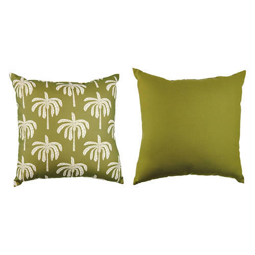 16" X 16" Outdoor Toss Pillows - Green Palms, 2 pack