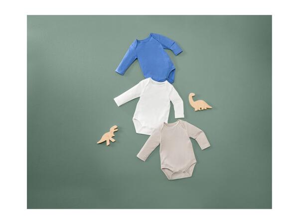 Lupilu Baby Long-Sleeve Bodysuits - 3 Pack Blue