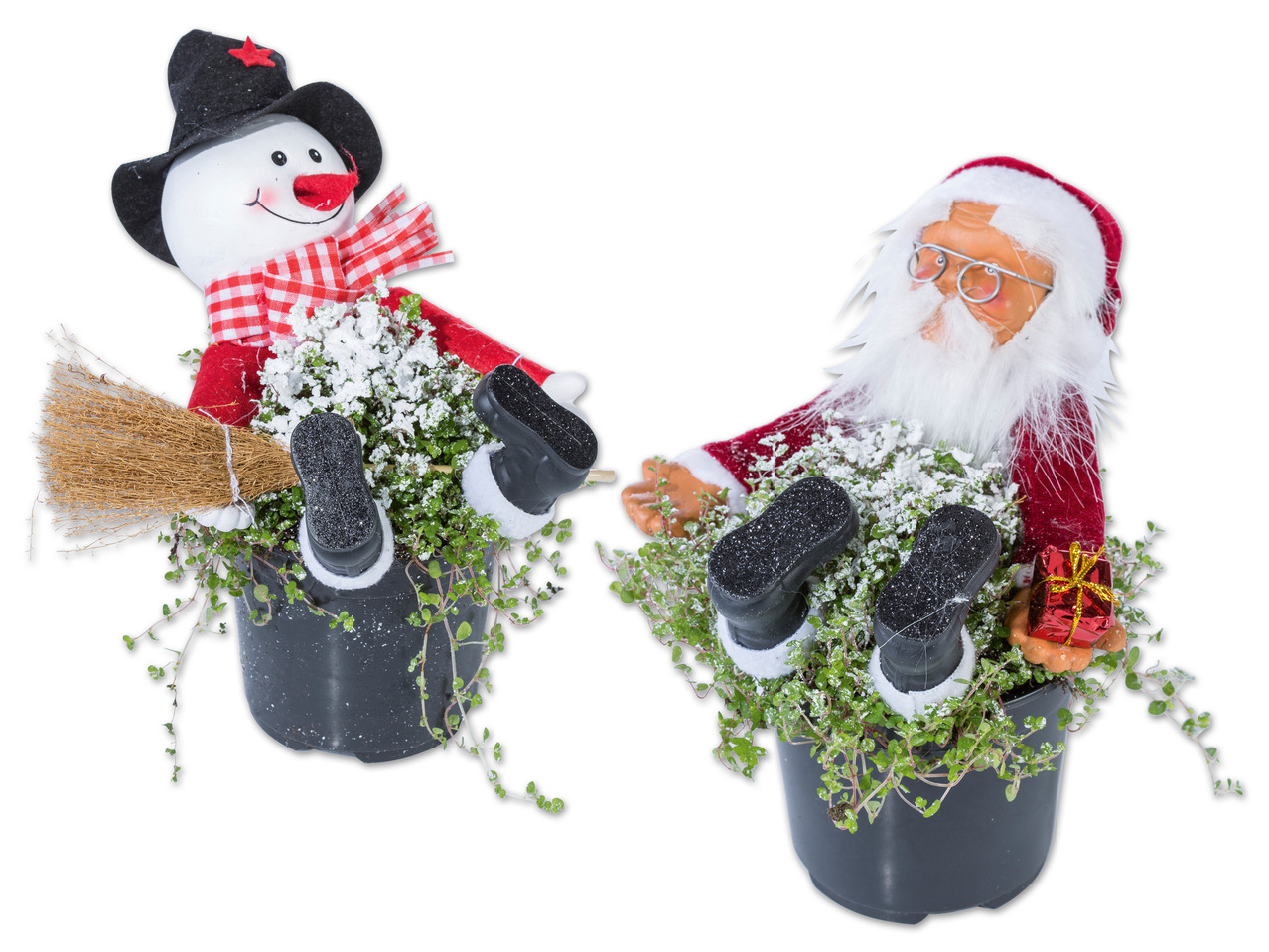 Bubikopf mit Weihnachtsmann- oder Schneemannstecker