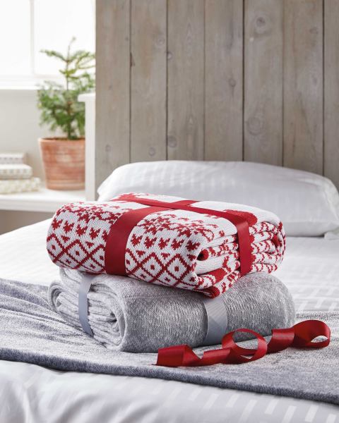 Grey Nordic Knitted Throw
